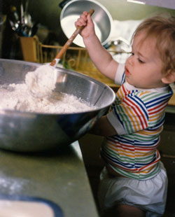 Our son helping make bread 25 years ago
