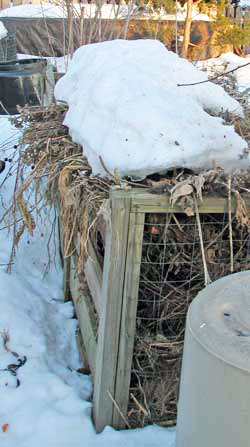 Compost bin in winter